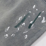 Paint Splatter Distressed Wide Leg Denim