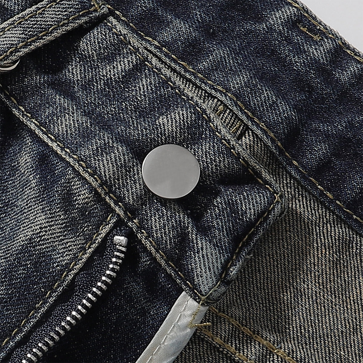 Decorative Rope Dark Wash Vintage Wide Leg Jeans