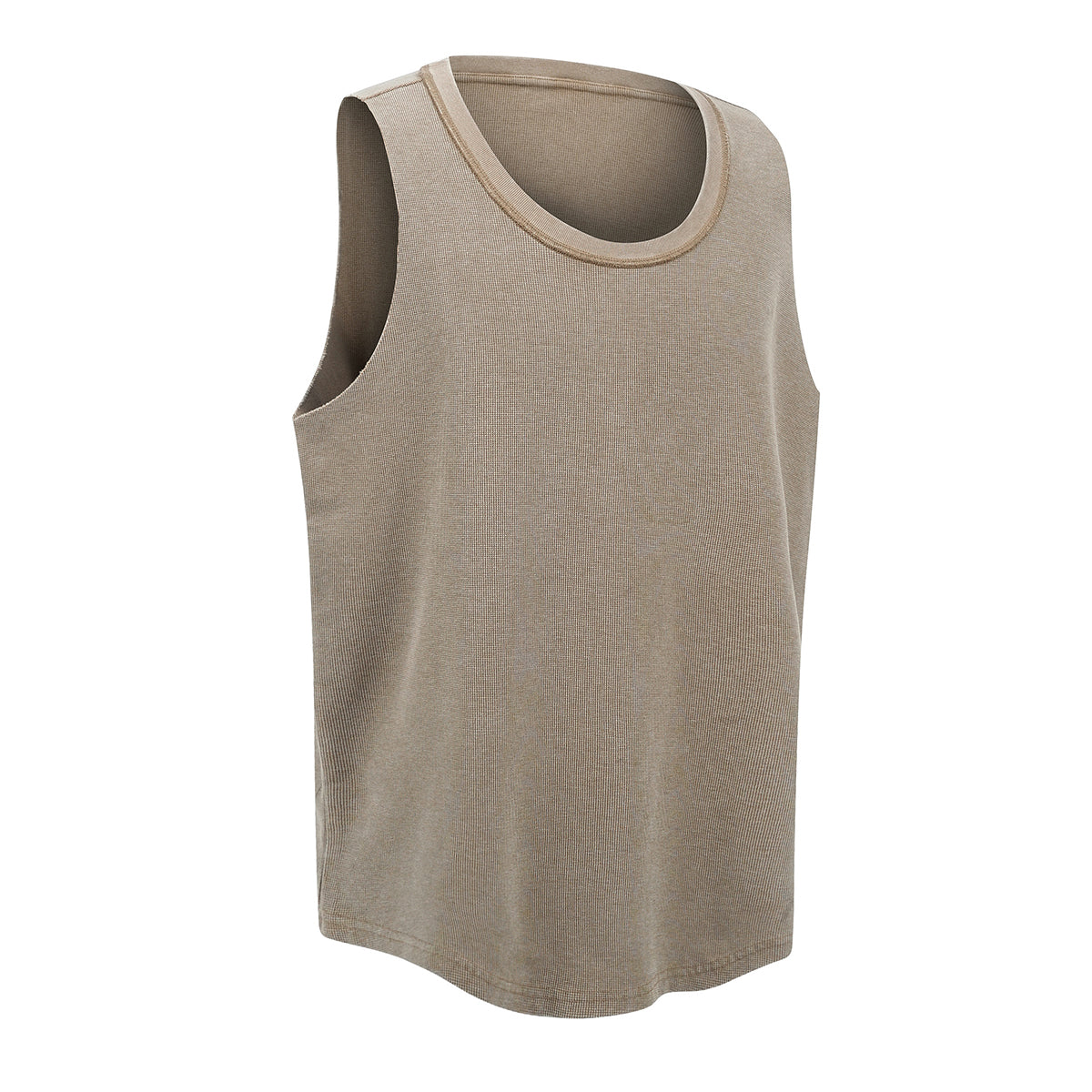 Wax-Dye Waffle Knit Vintage Washed U-Neck Vest