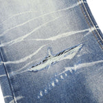 Ripped Lightning Pattern Micro Flare Vintage Denim Jeans