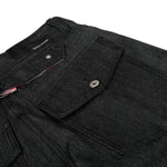 Raw Black Wide Leg Jeans with Utility Flap Pocket Detail