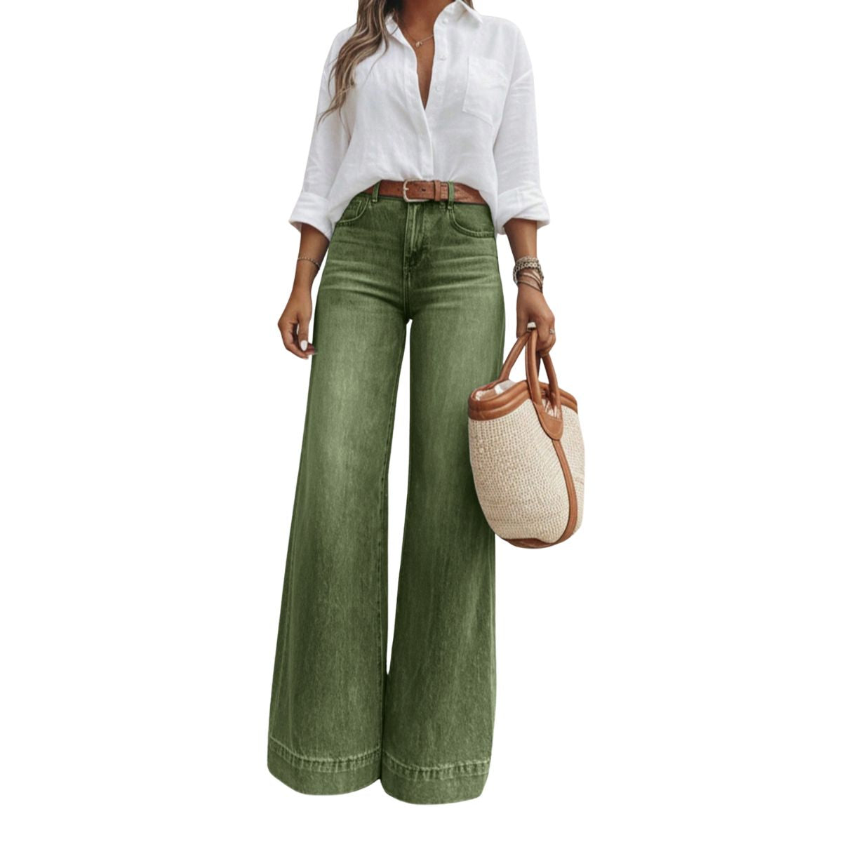 Women's High Waist Wide Leg Denim Jeans