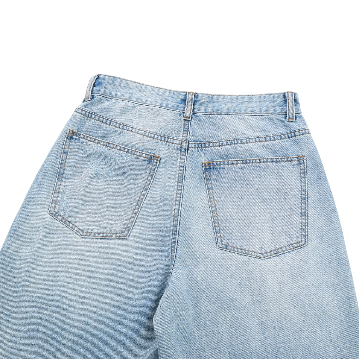 Wash Destroyed Pleated Baggy Jeans