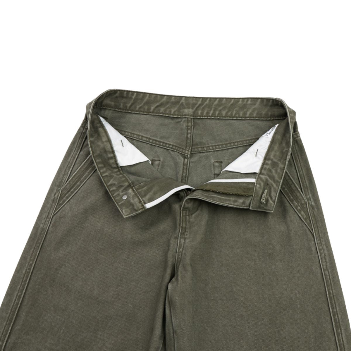 Vintage Washed Seam‑Detail Wide Leg Trousers