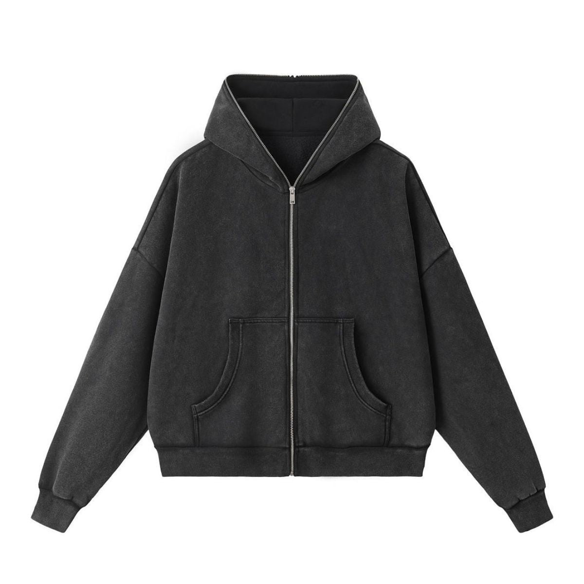 Vintage Washed Boxy Full Zip Hoodie Jacket