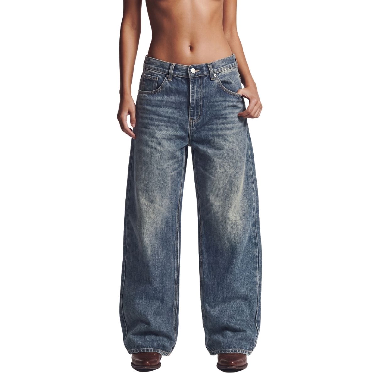 Vintage Washed Faded Loose Wide Leg Jeans
