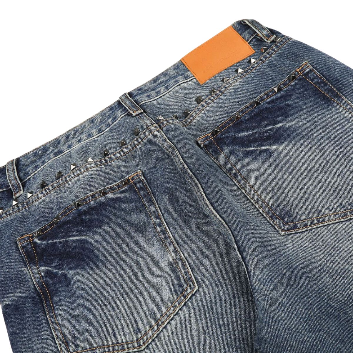 Rivet Lightning Pattern Micro Flare Vintage Denim Jeans