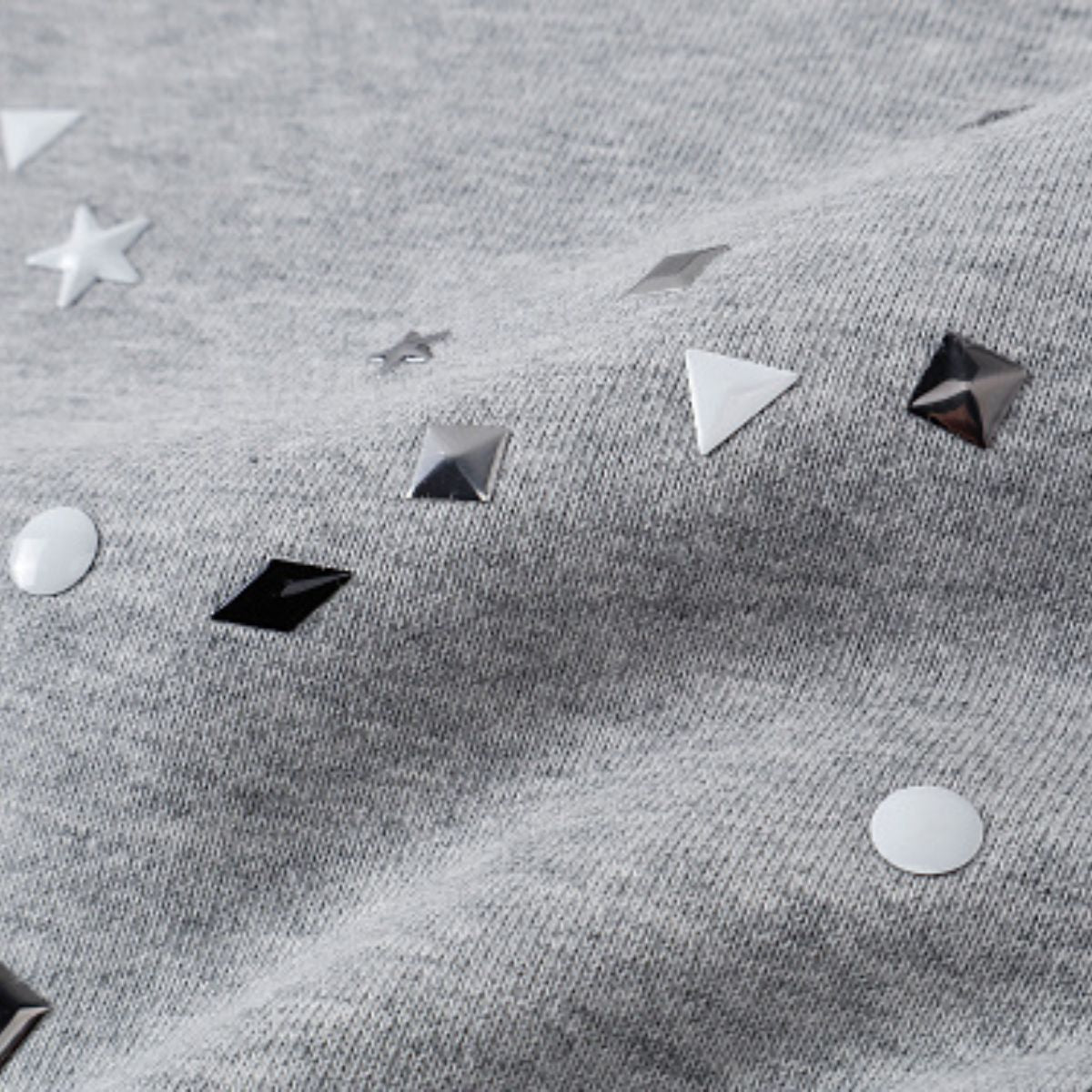 Retro Punk Metal Heat Transfer Patch Rivet Boxy Cut Hooded Sweatshirt