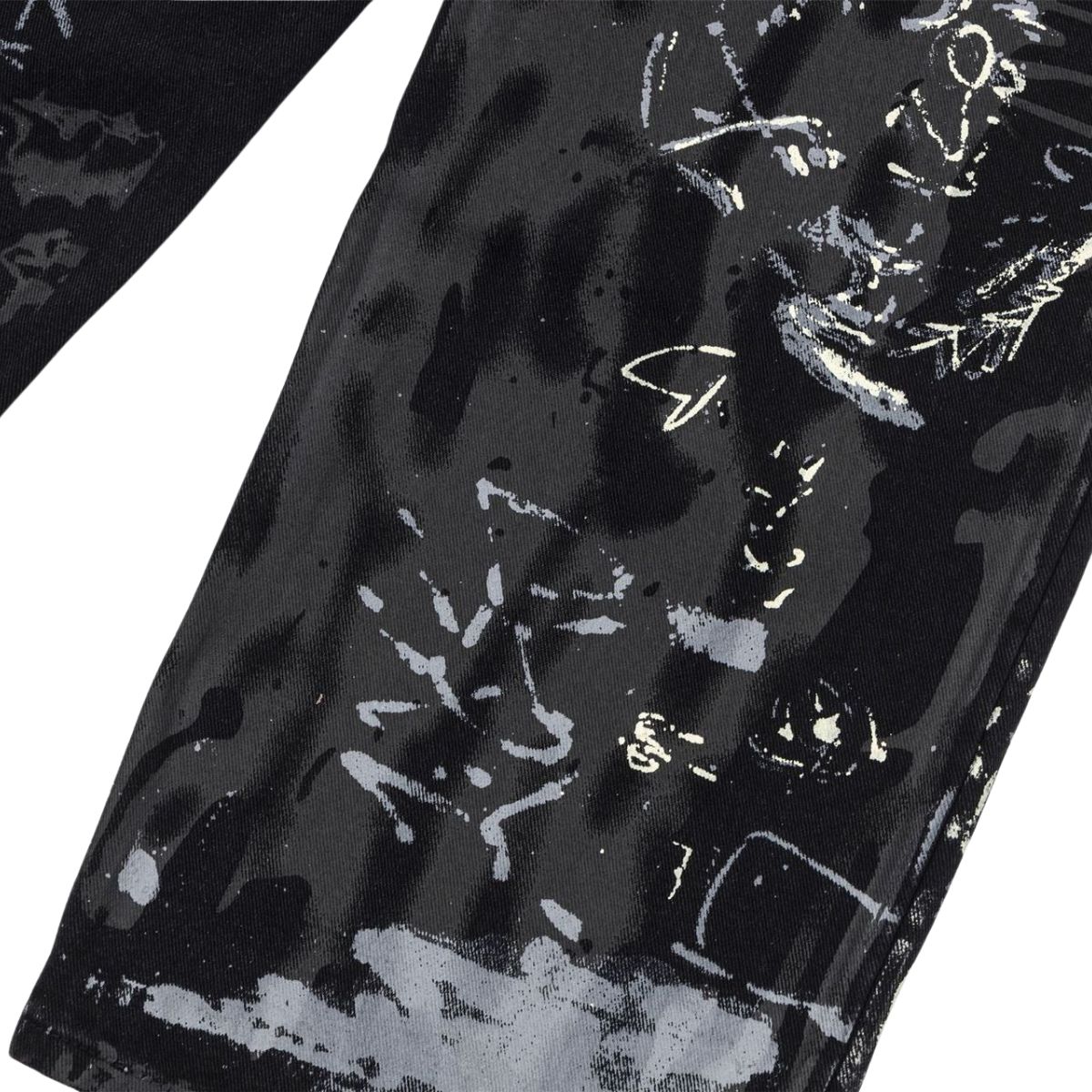 Smoke Rise Graffiti Black Wide-Leg Printed Jeans