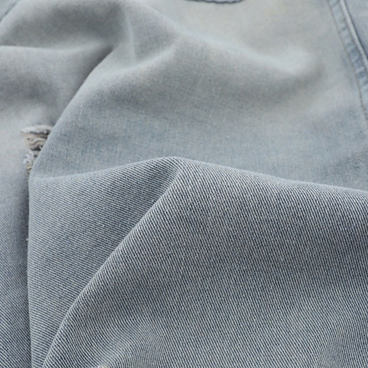 Unisex Retro Distressed Ripped Washed Denim Jacket with Hood