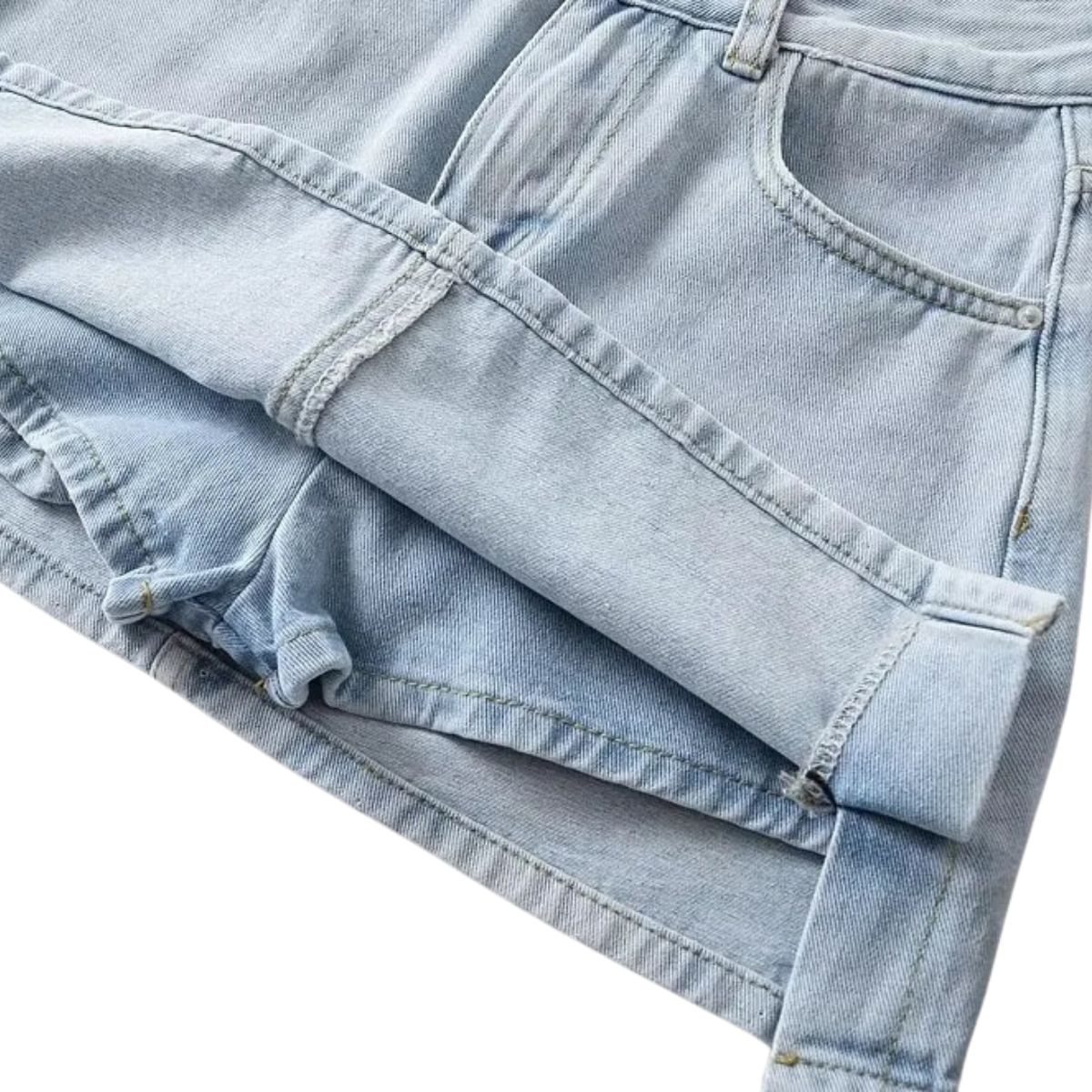 Washed Whisker Denim Mini Skort
