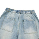 Vintage Washed Multi Pocket Denim Cargo Bermuda Shorts