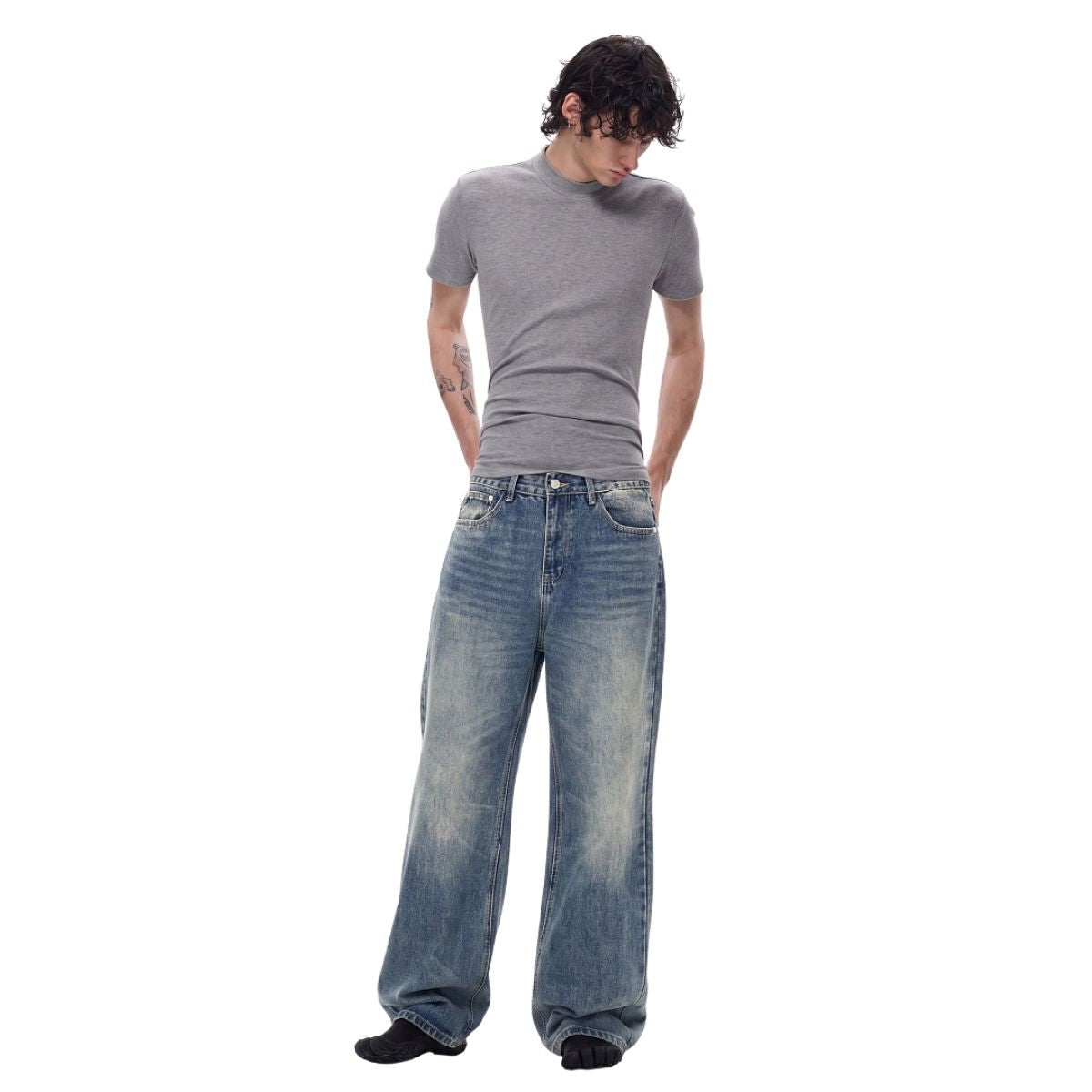 Vintage Washed Faded Flare Jeans