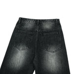 Vintage Washed Black Wide‑Leg Jeans