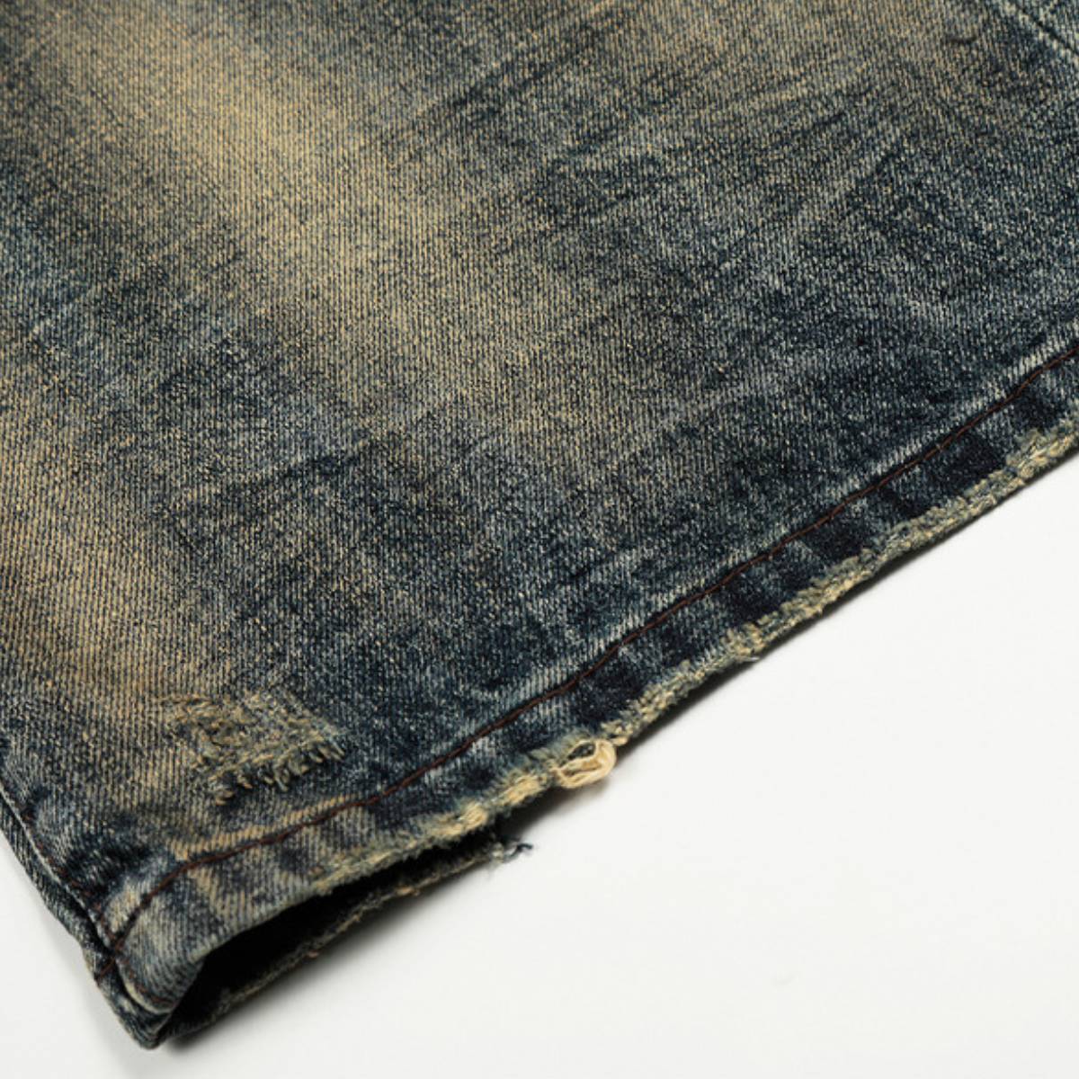 Vintage Heavy-Wash Ripped Deconstructed Baggy Wide-Leg Jeans