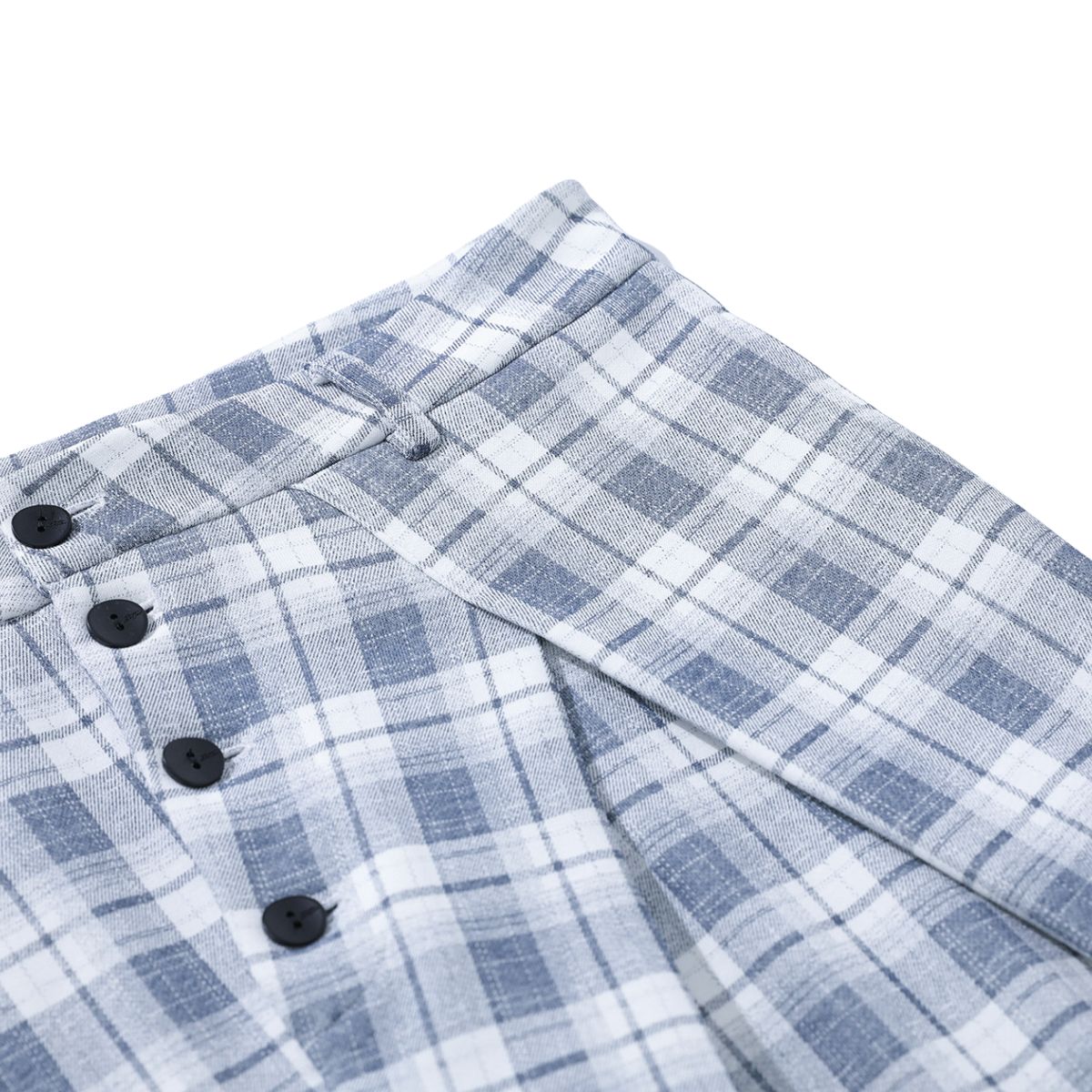 Vintage Plaid Pleated Wide Leg Trousers