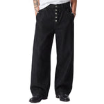 Vintage Multi‑Button Fly Wide‑Leg Straight‑Leg Jeans