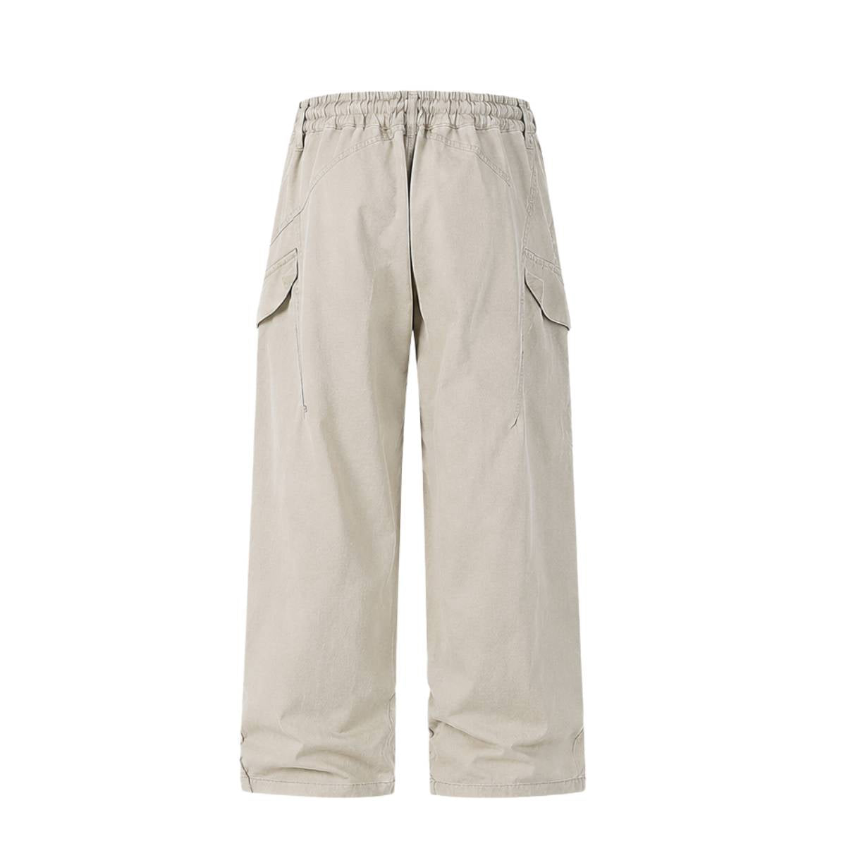 Washed Solid Wide Relaxed Workwear Pants