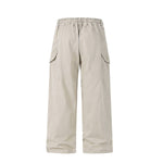 Washed Solid Wide Relaxed Workwear Pants