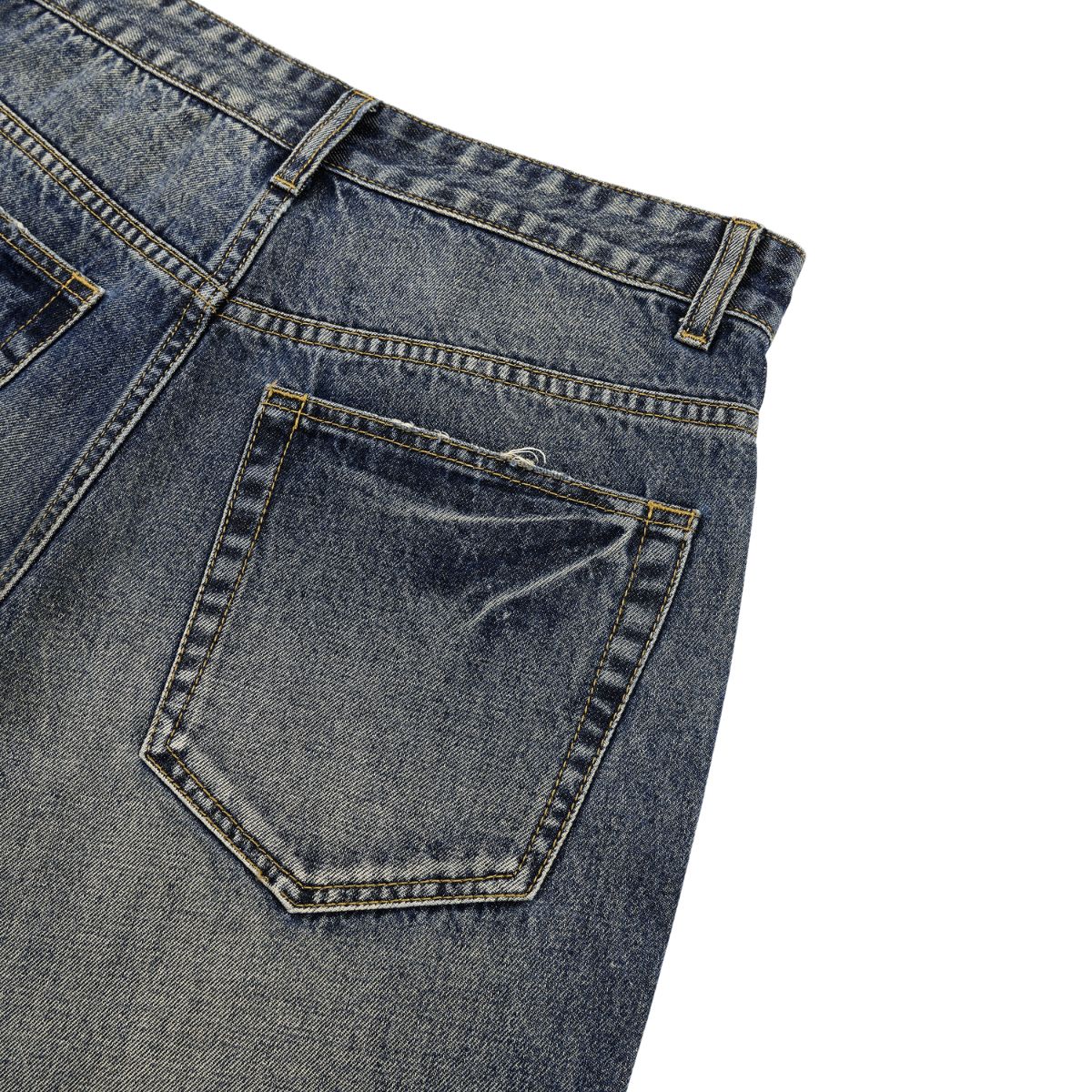 Loose Straight‑Leg Vintage Whiskered Jeans