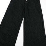 Two‑Tone Waistband Black Wide‑Leg Denim Jeans