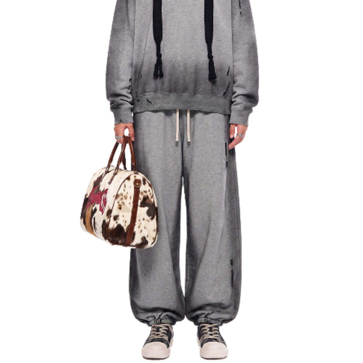 Wasteland‑Style Graffiti Spray‑Dye Distressed Relaxed Sweatpants