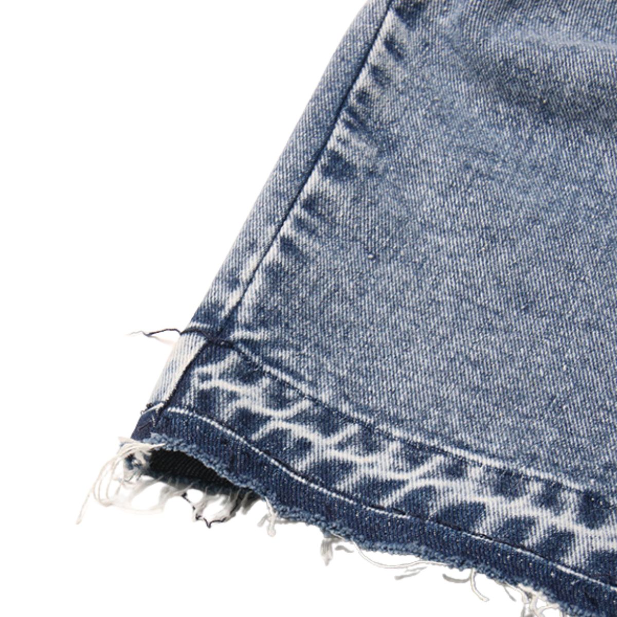 Raw Hem Cargo Denim Midi Skirt