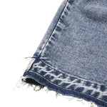 Raw Hem Cargo Denim Midi Skirt