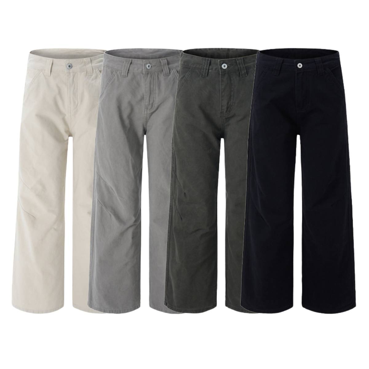 Pantalones de algodón con pierna ancha y color liso