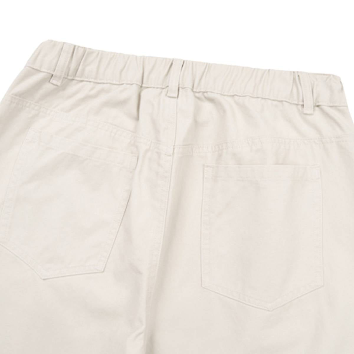 Pantalones de algodón con pierna ancha y color liso