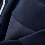 V‑Neck Color‑Contrast Hem Adjustable Drawstring Elastic Polo Sweatshirt