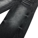Gray Washed Workwear‑Style Wide‑Leg Jeans