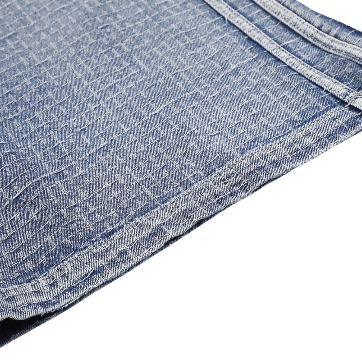 Vintage Washed Textured Denim Bermuda Shorts