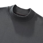 Short‑Wide Mock Neck Sweatshirt With Raw Frayed Loop Hem
