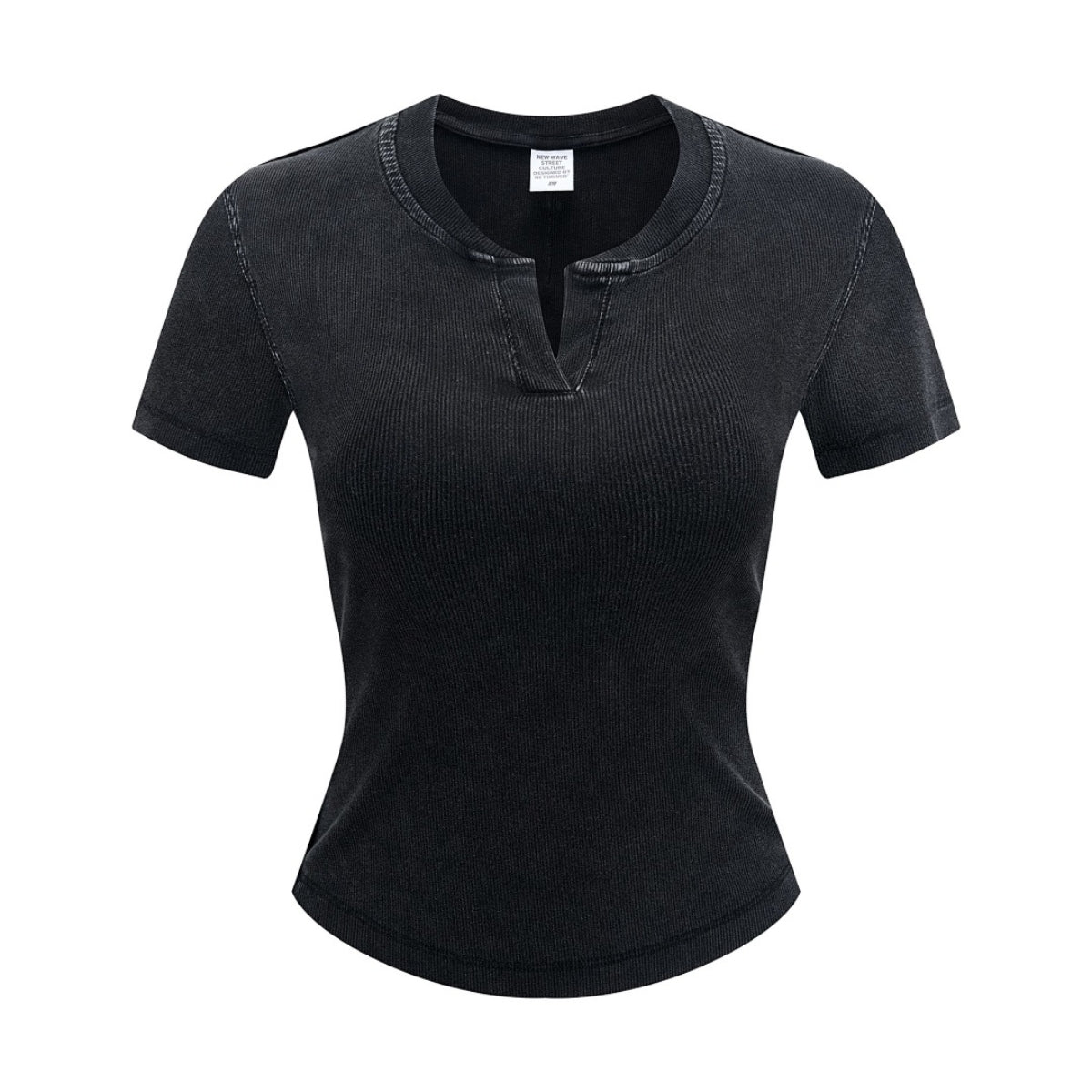 Women’s Retro Wash Fitted Stand Collar Tee