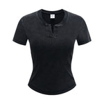 Women’s Retro Wash Fitted Stand Collar Tee