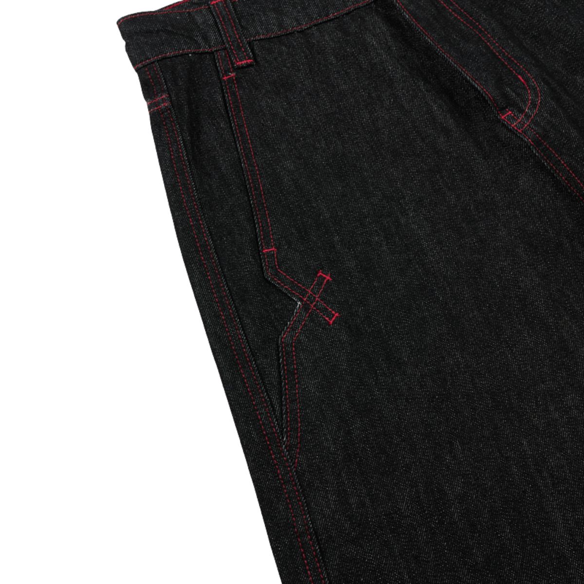 Embroidered Raw Denim Vintage Washed Loose Straight‑Leg Jeans
