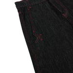Embroidered Raw Denim Vintage Washed Loose Straight‑Leg Jeans