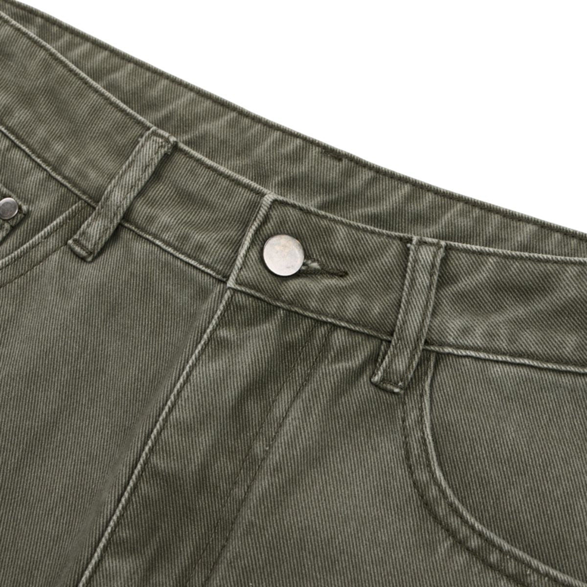Vintage Washed Curved‑Seam Baggy Wide‑Leg Trousers