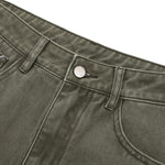 Vintage Washed Curved‑Seam Baggy Wide‑Leg Trousers