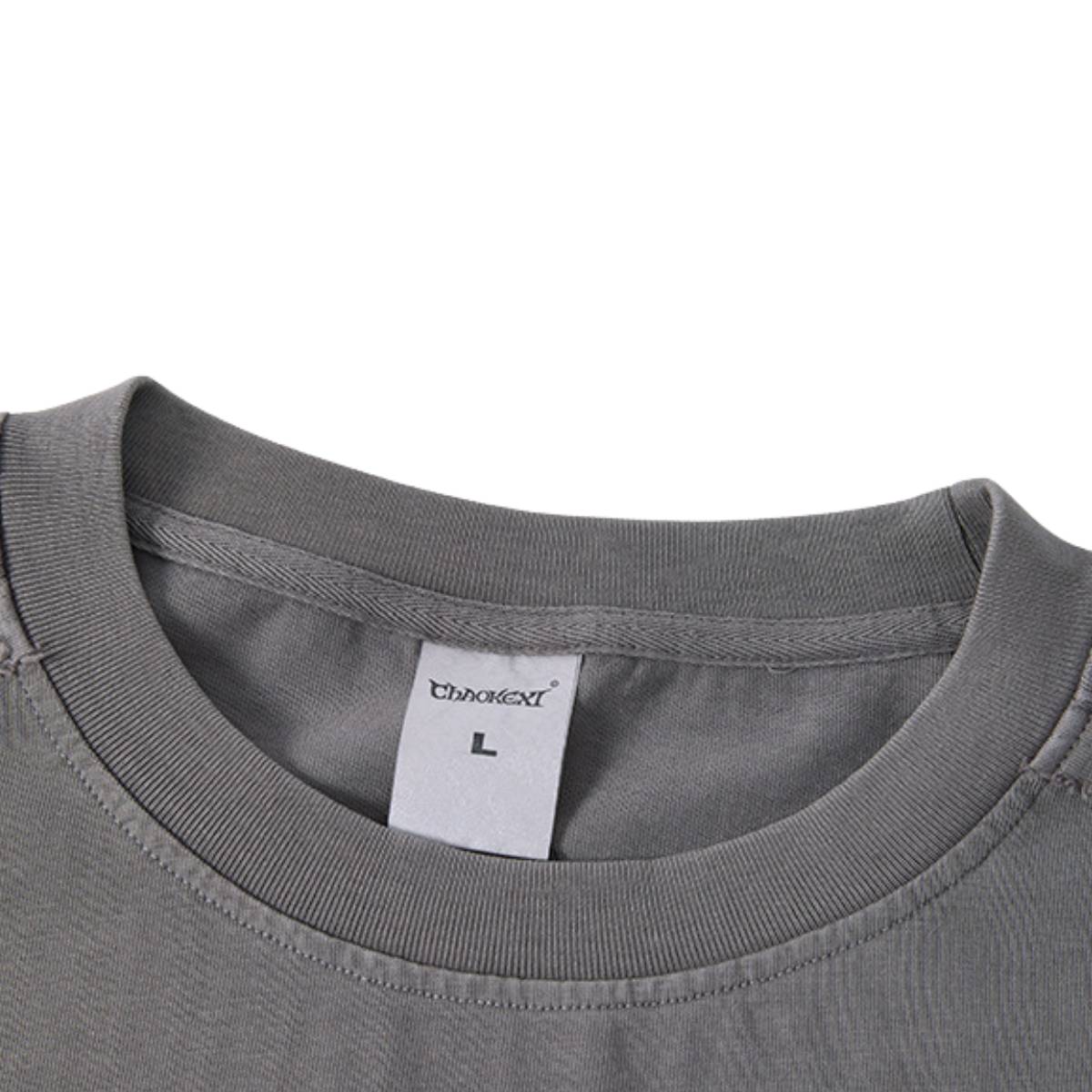 Camiseta destructiva de peso pesado con borde crudo de 10 oz