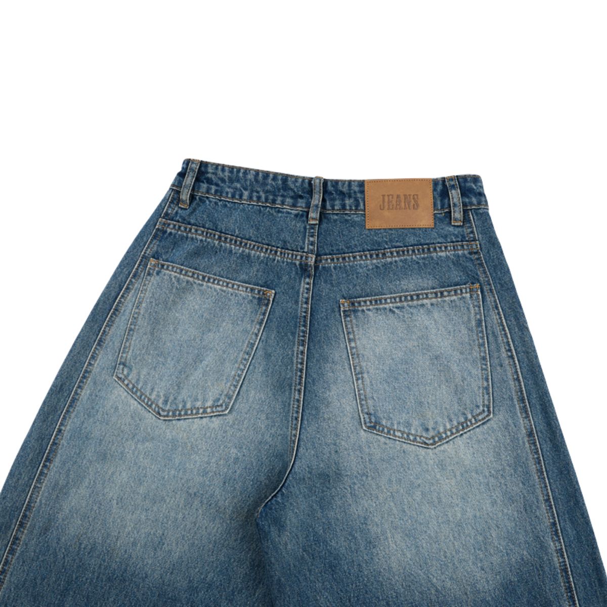 Vintage Blue Wide‑Leg Jeans With Side Pleat Details