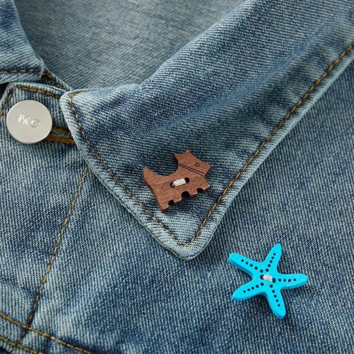 Colorful Buttoned Denim Trucker Jacket