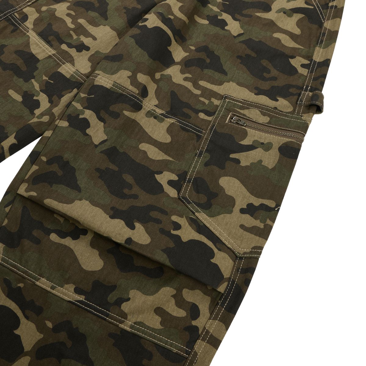 Camouflage Curved‑Blade Cargo Pants