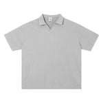 Retro Distressed Waffle Vintage Wash Polo T-Shirt