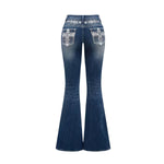 Women'sEmbroidered Y2K High Waist Stretchy Flared Jeans