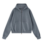 Vintage Washed Cotton Double‑Zip Hoodie