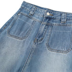 Falda vaquera con bordado de perlas y lavado vintage