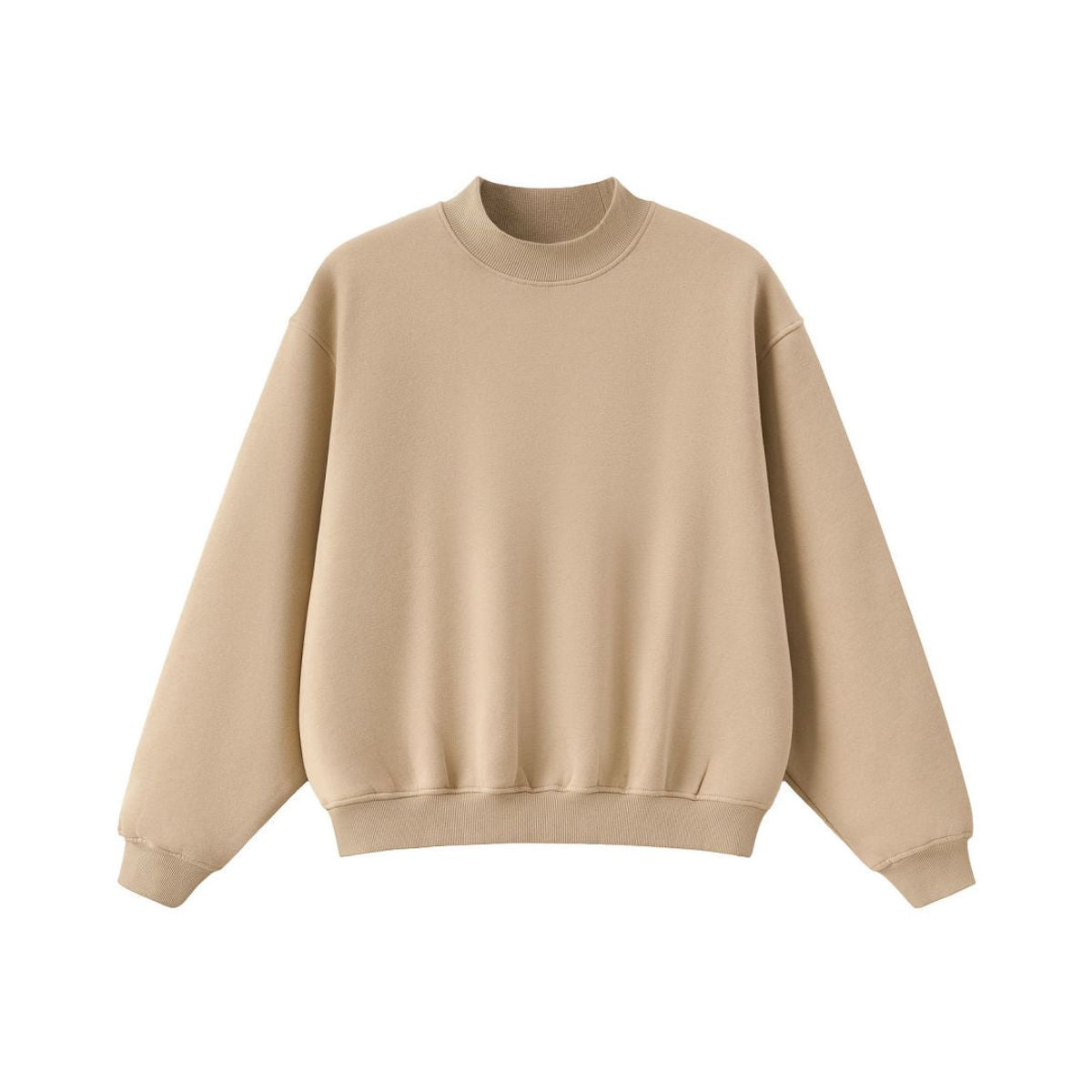 Heavyweight Fleece‑Lined Boxy Mock Neck Old‑Money Sweatshirt