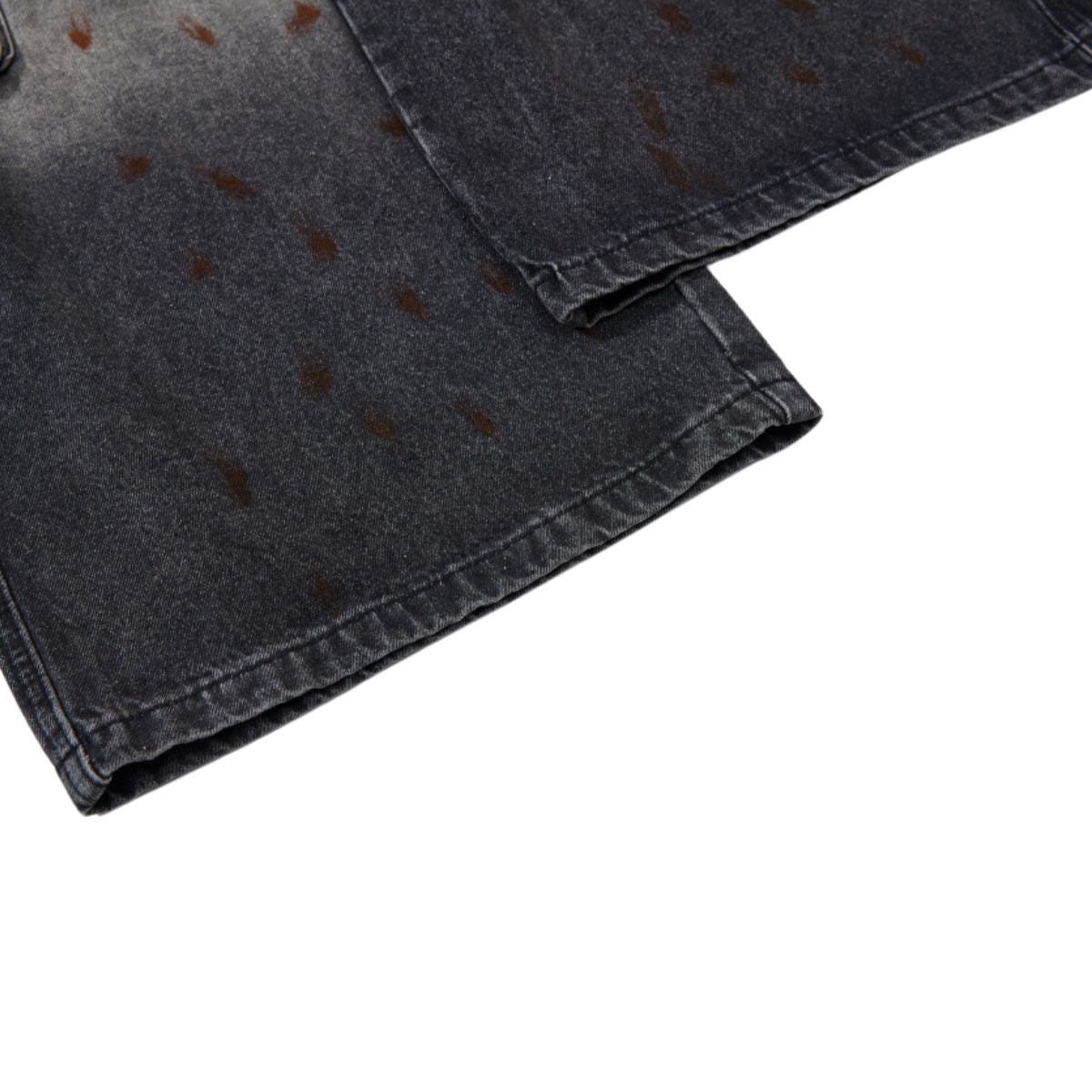 Men's Distressed Washed Denim Cargo Pants Wide Leg Paint Tie-Dye Unique